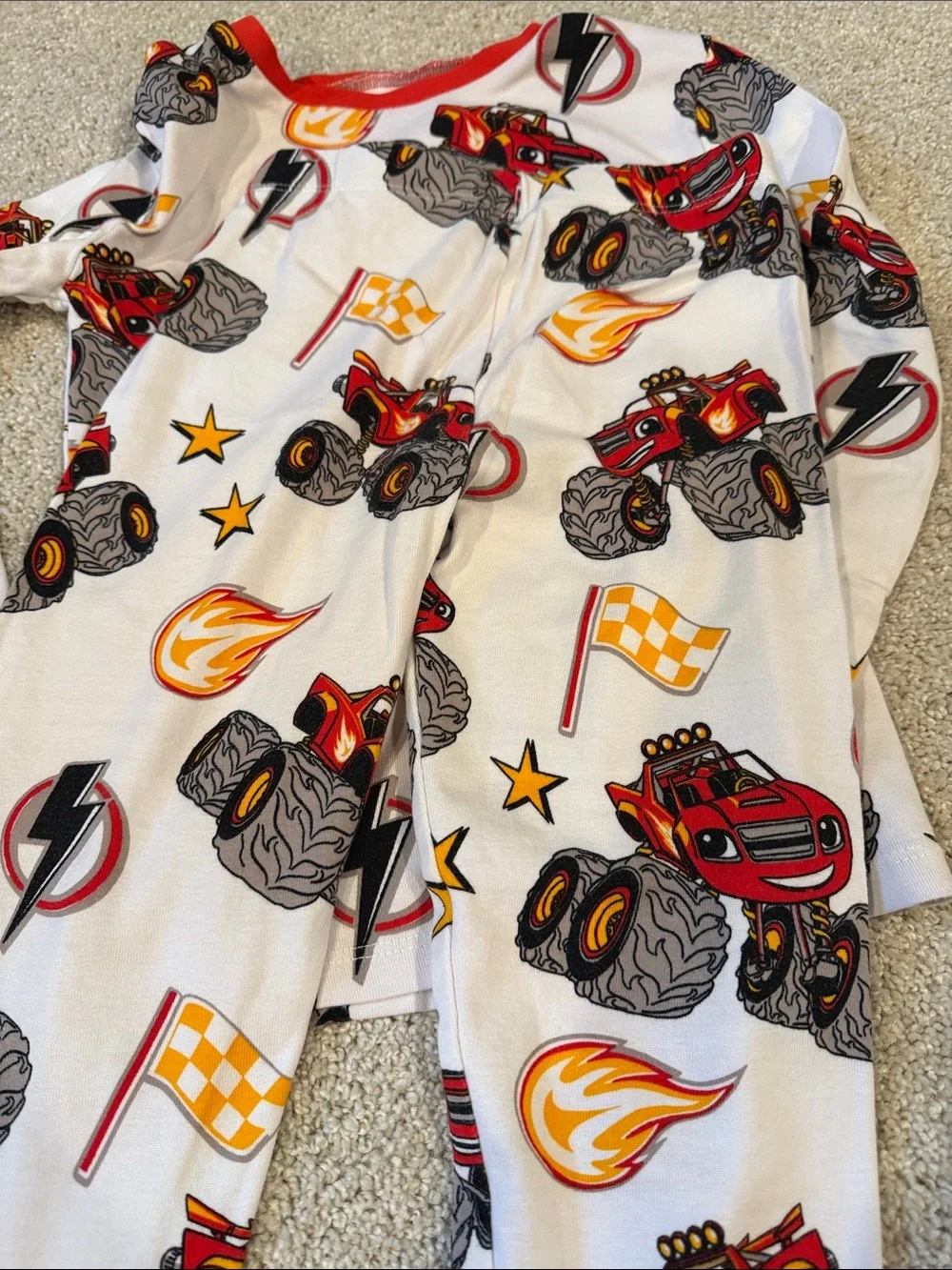 Red Blaze Monster Truck Kids Pajama Set - Long Sleeve Two-Piece, size 7